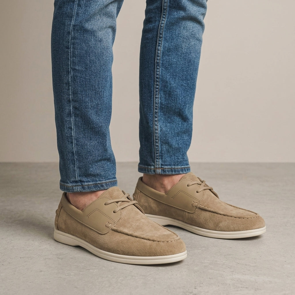 Chaussures à lacets en suédine style sobre silhouette soignée coloris olive homme – Parentis