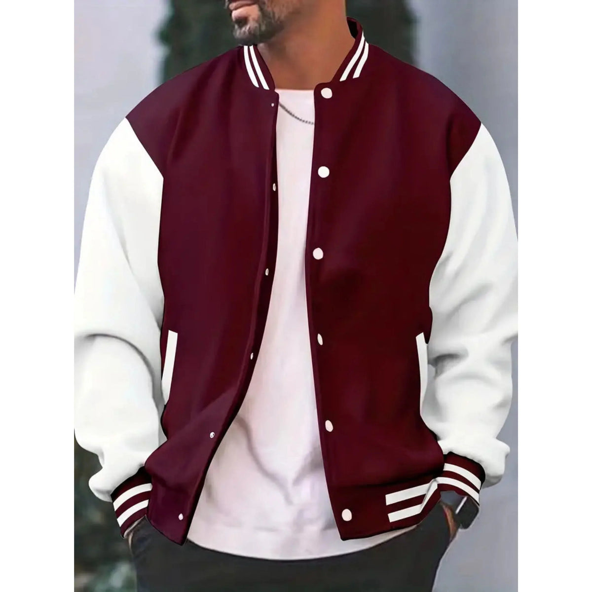 Veste bomber varsity inspirée des campus coupe sportive classique homme – Rochefort