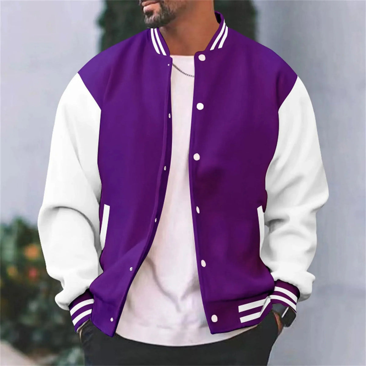 Veste bomber varsity inspirée des campus coupe sportive classique homme – Rochefort