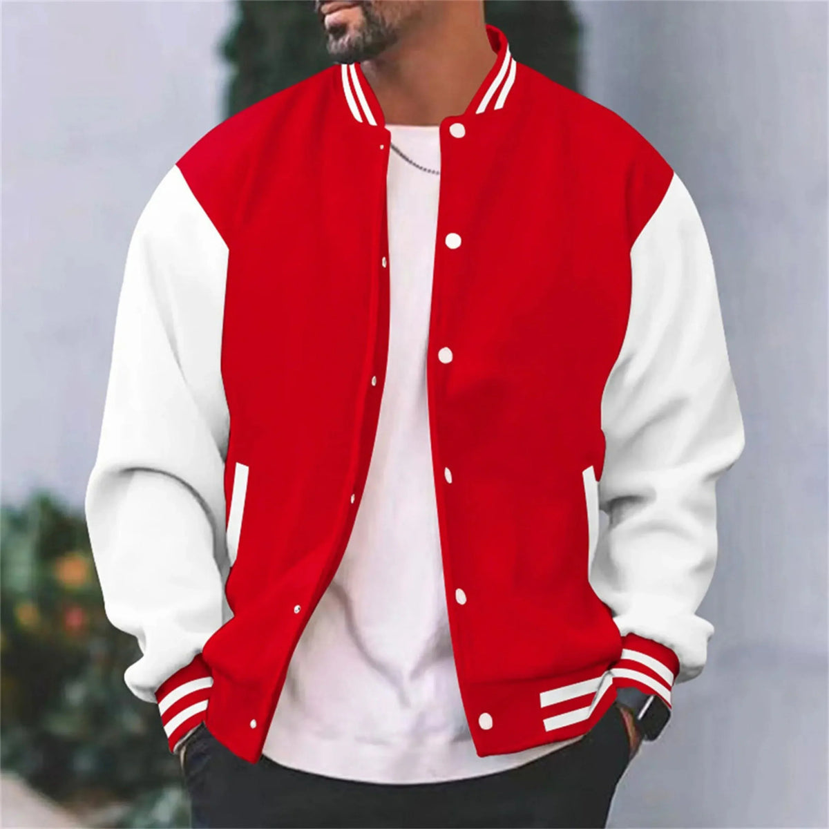 Veste bomber varsity inspirée des campus coupe sportive classique homme – Rochefort