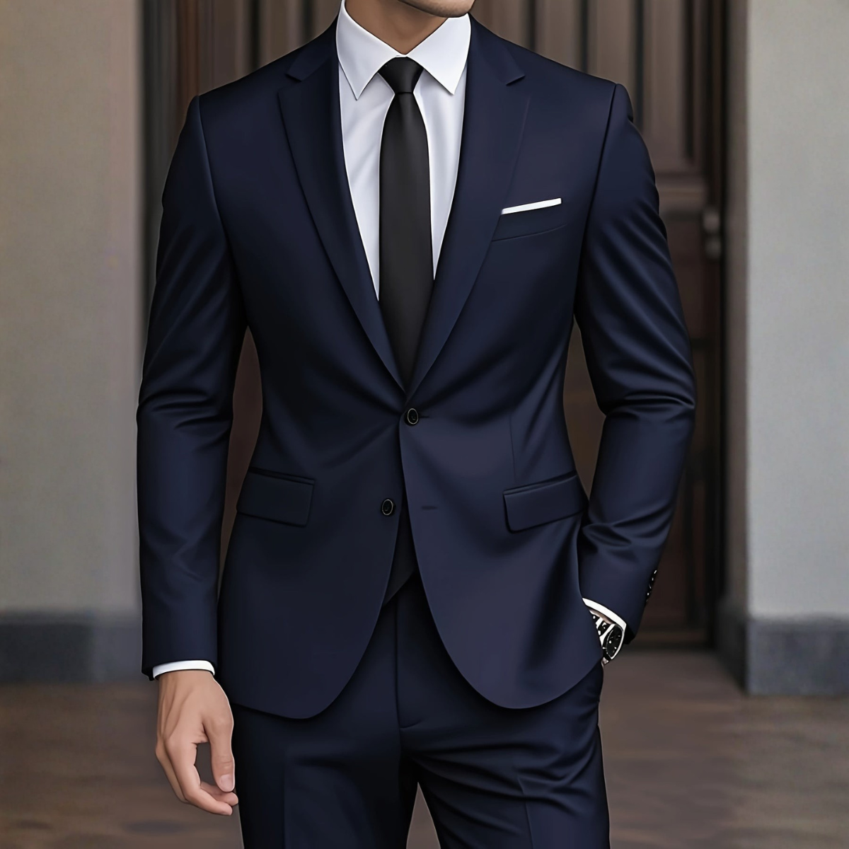 Costume moderne deux pièces pour le travail au style intemporel homme – Bleu Marine