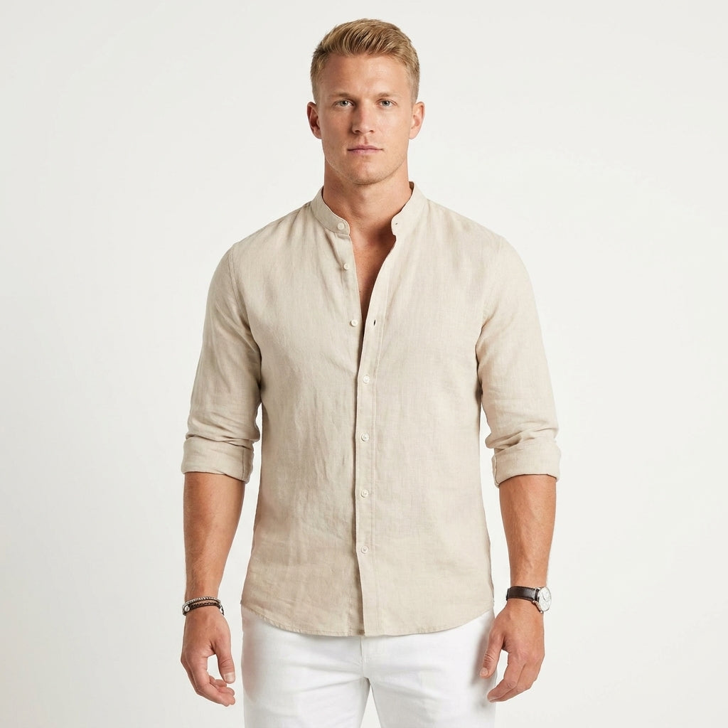 Chemise en lin à col classique coupe décontractée pour l'été homme – Colleville