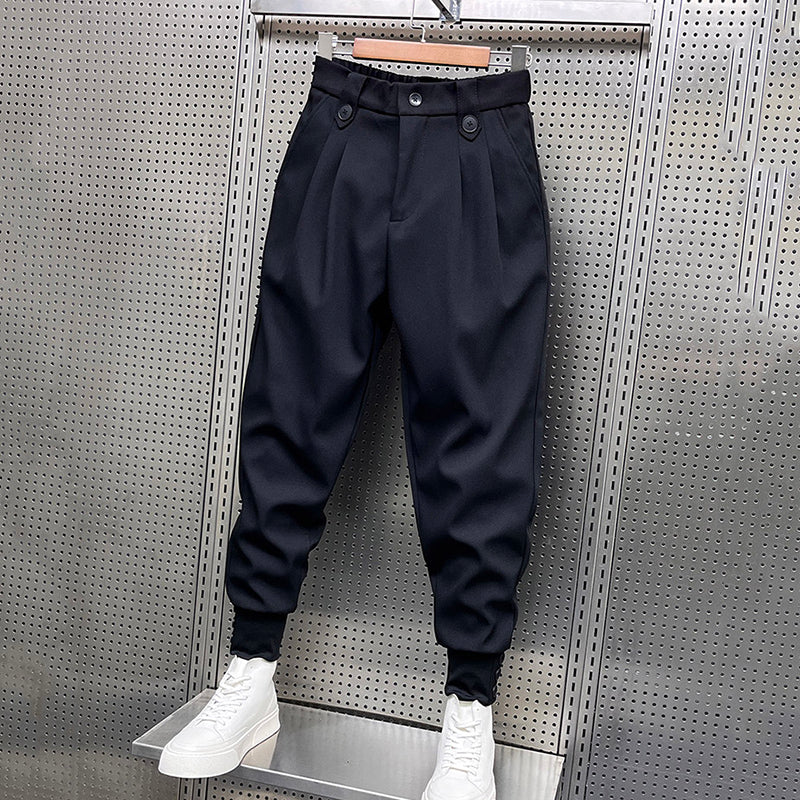 Pantalon noir ample à taille élastique