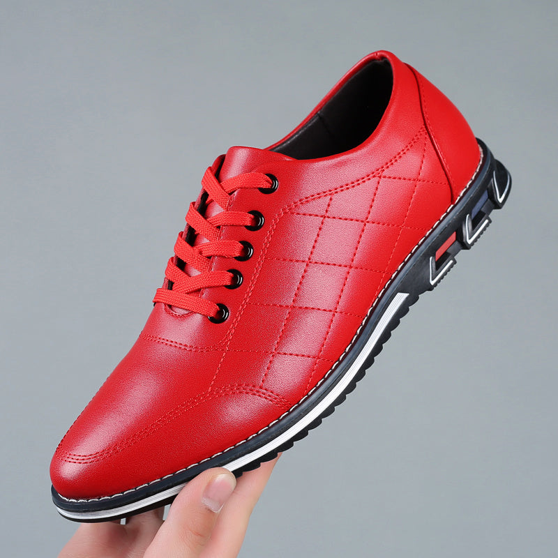 Baskets matelassées motif losange lacets allure sobre homme – Rouge