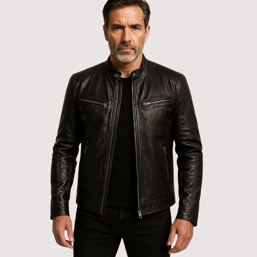 Veste en cuir haut de gamme coupe élégante homme – Chaussée-d'Antin