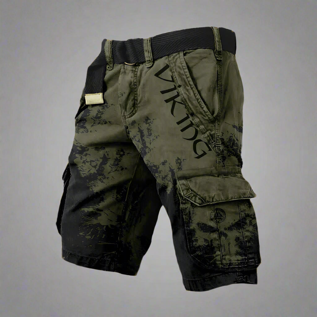 Short cargo imprimé graphique bicolore