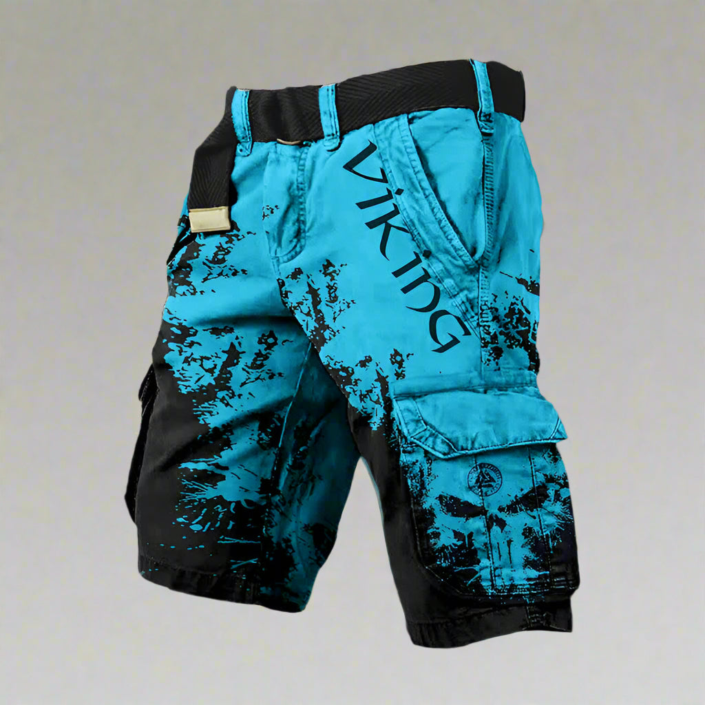 Short cargo imprimé graphique bicolore