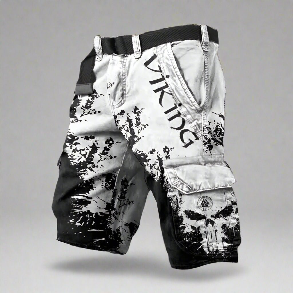 Short cargo imprimé graphique bicolore