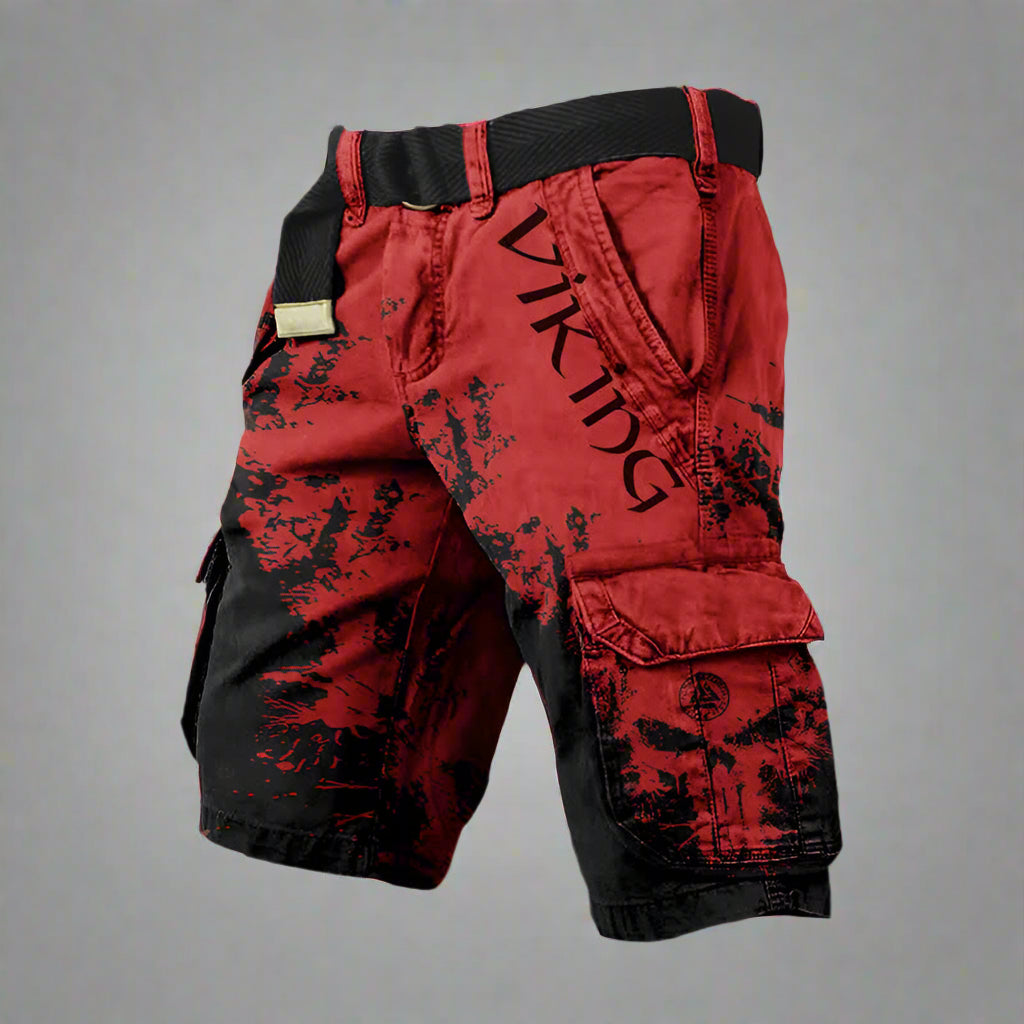 Short cargo imprimé graphique bicolore