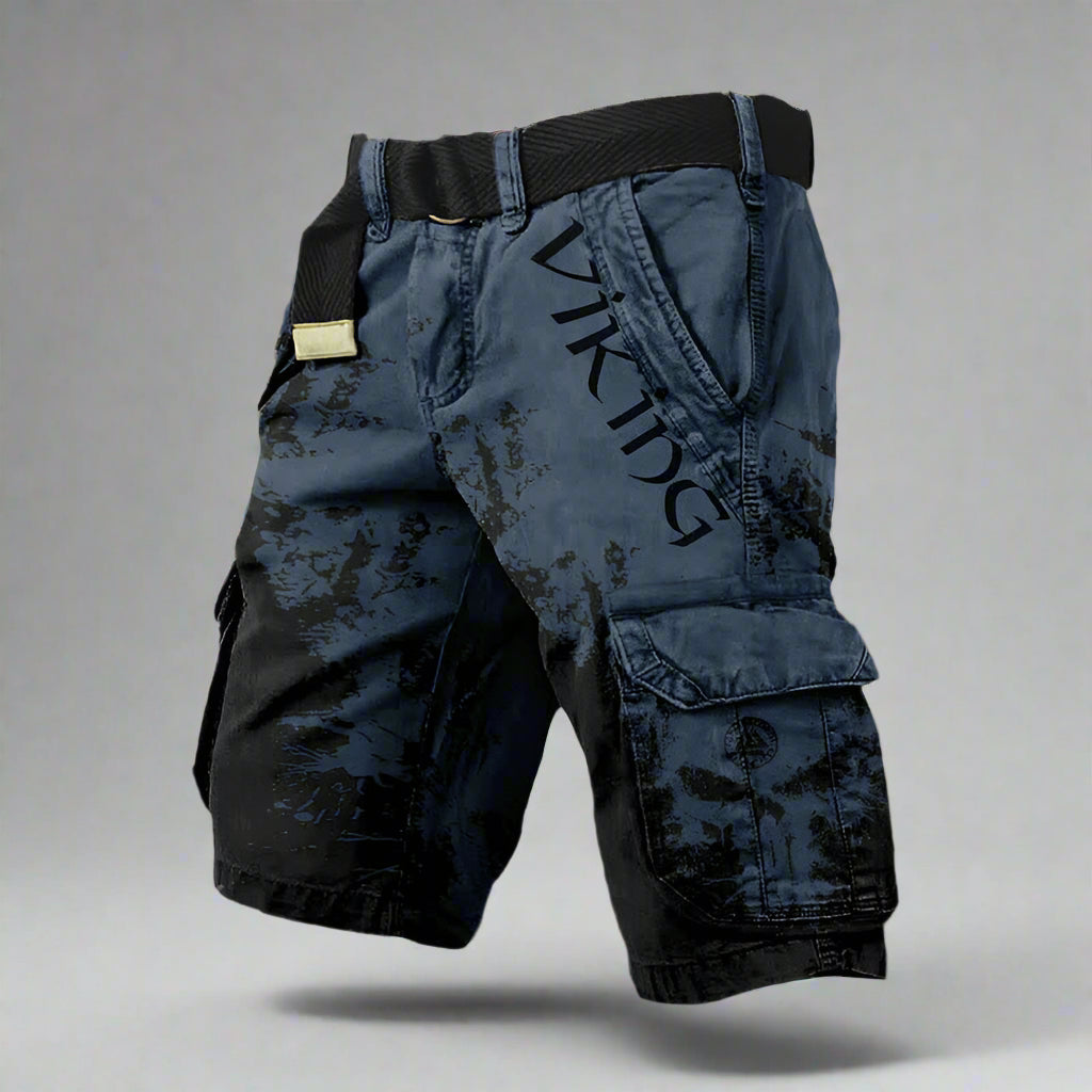 Short cargo imprimé graphique bicolore