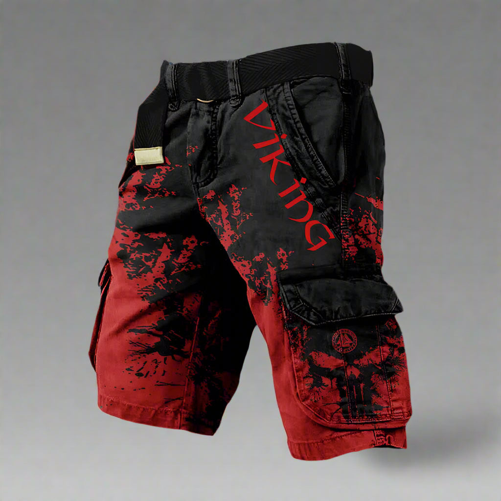 Short cargo imprimé graphique bicolore