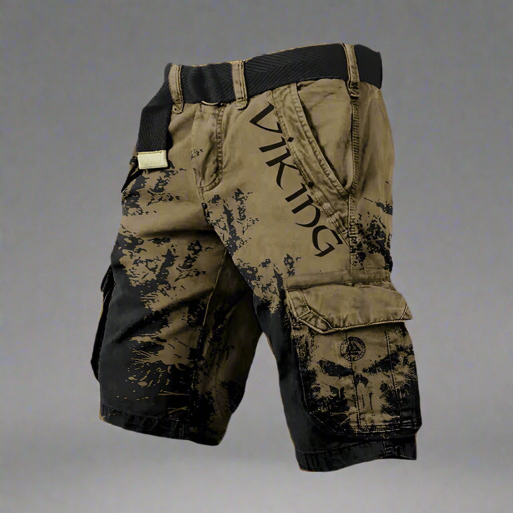 Short cargo imprimé graphique bicolore