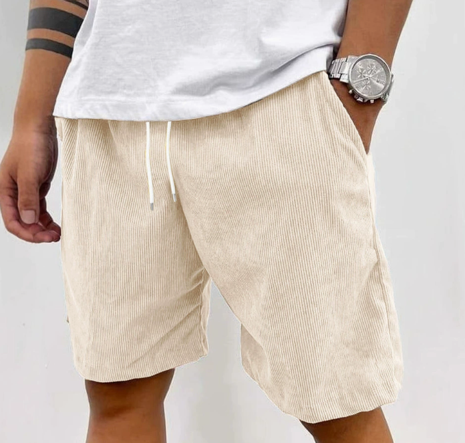 Short en velours côtelé fin à cordon