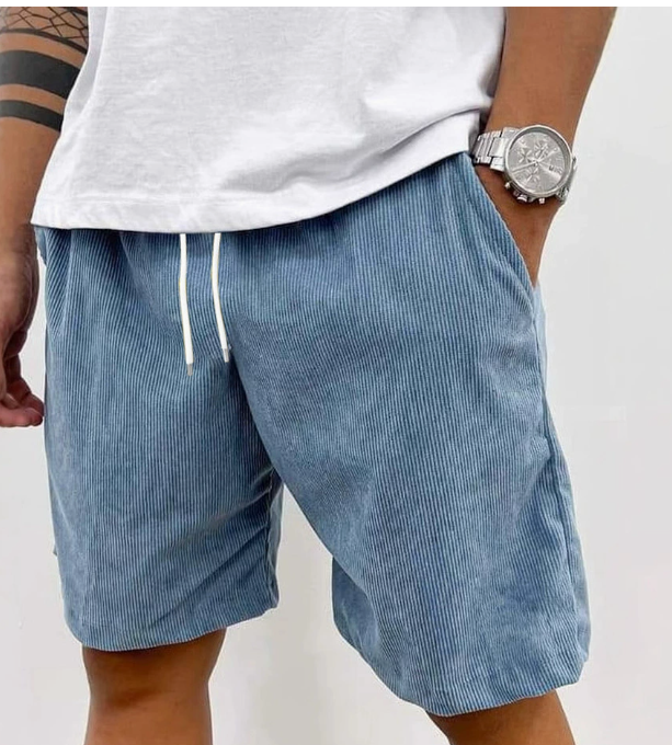 Short en velours côtelé fin à cordon