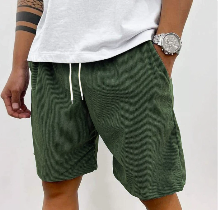 Short en velours côtelé fin à cordon