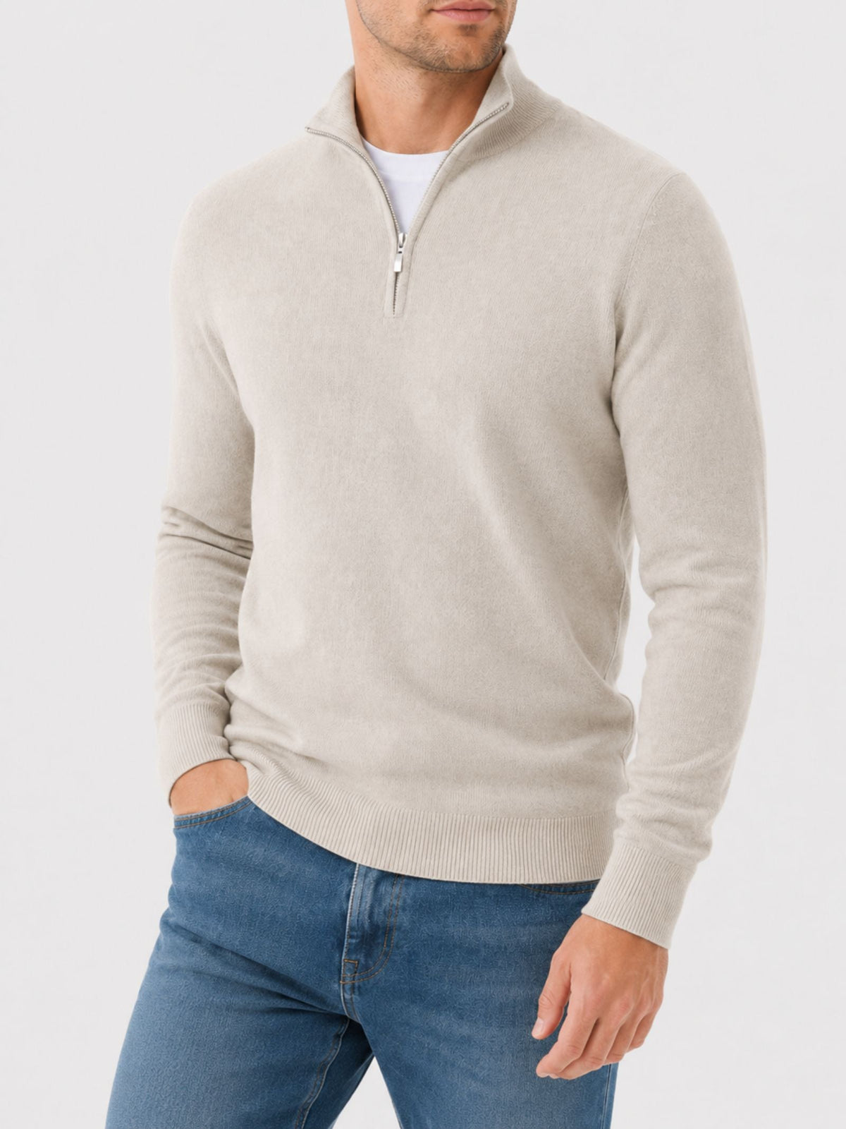 Pull en laine mérinos à col montant zippé douceur raffinée homme – Mérignac