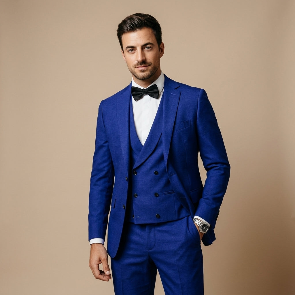 Costume trois pièces en lin blazer gilet et pantalon coupe structurée homme – Saint-Malo