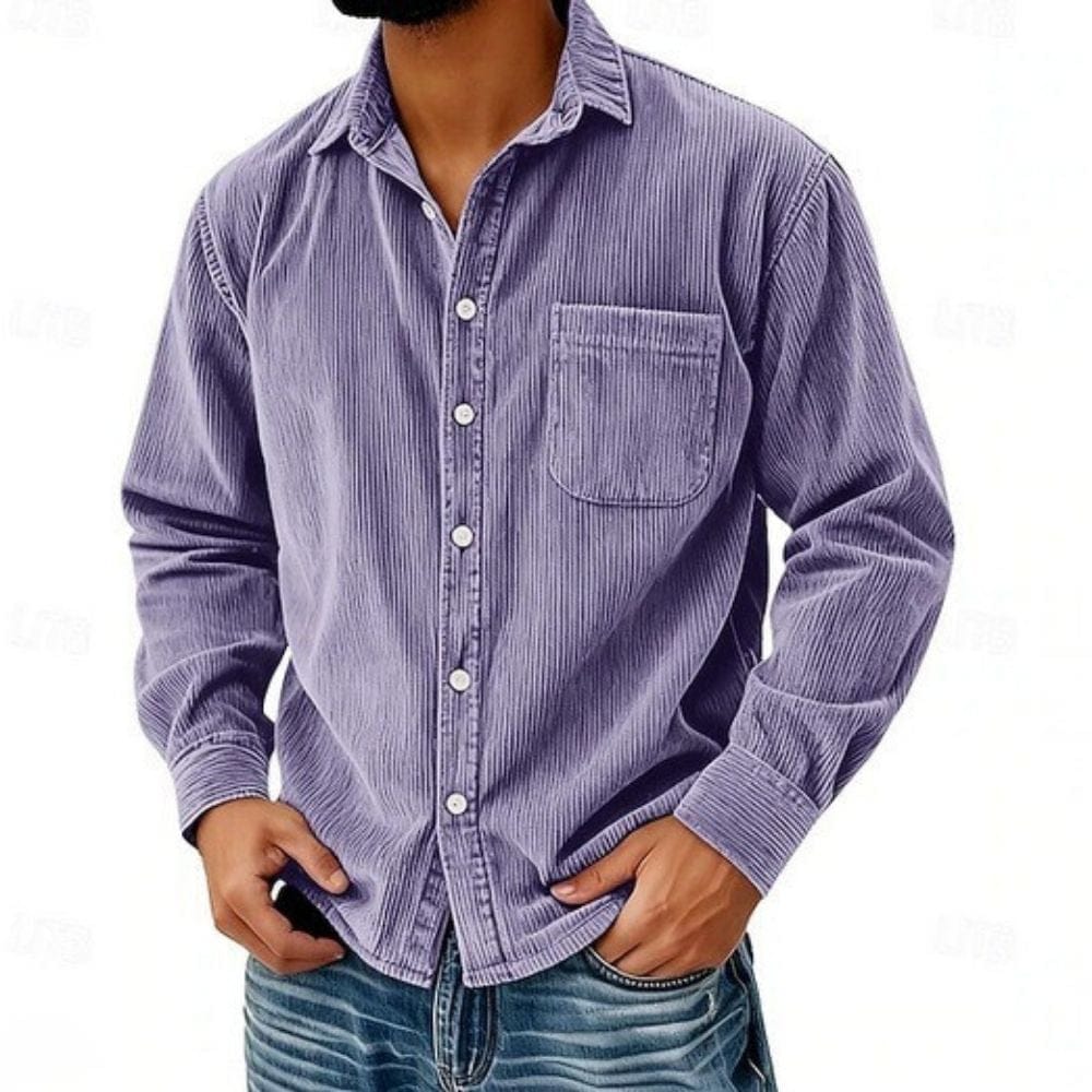 Chemise en velours côtelé à poche