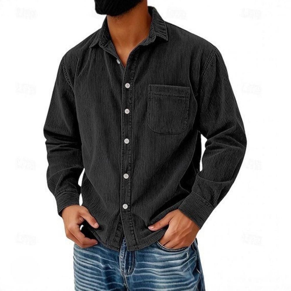 Chemise en velours côtelé à poche