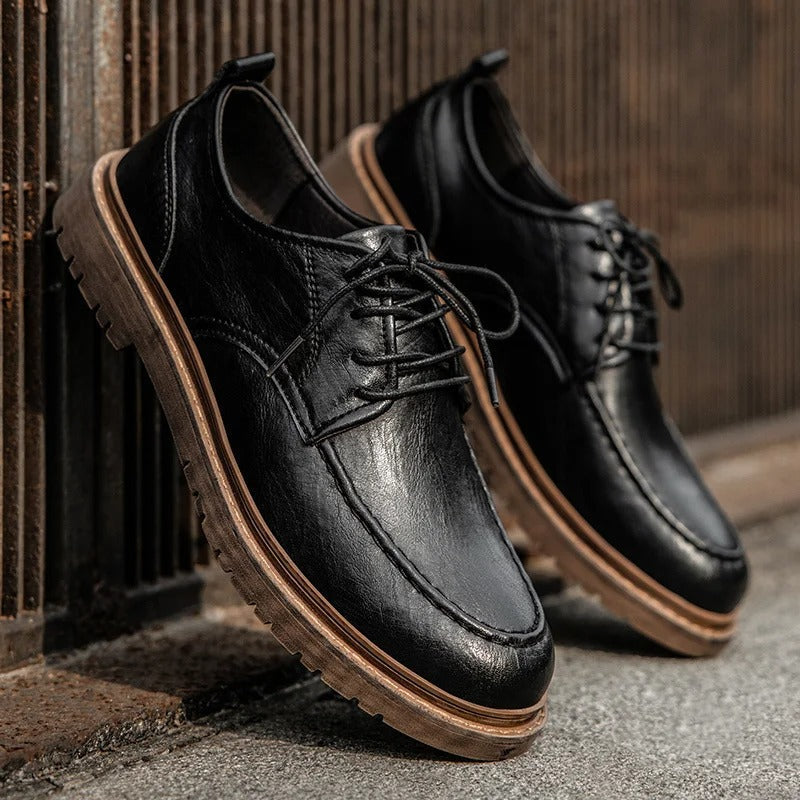 Derbies effet cuir à lacets semelle crantée