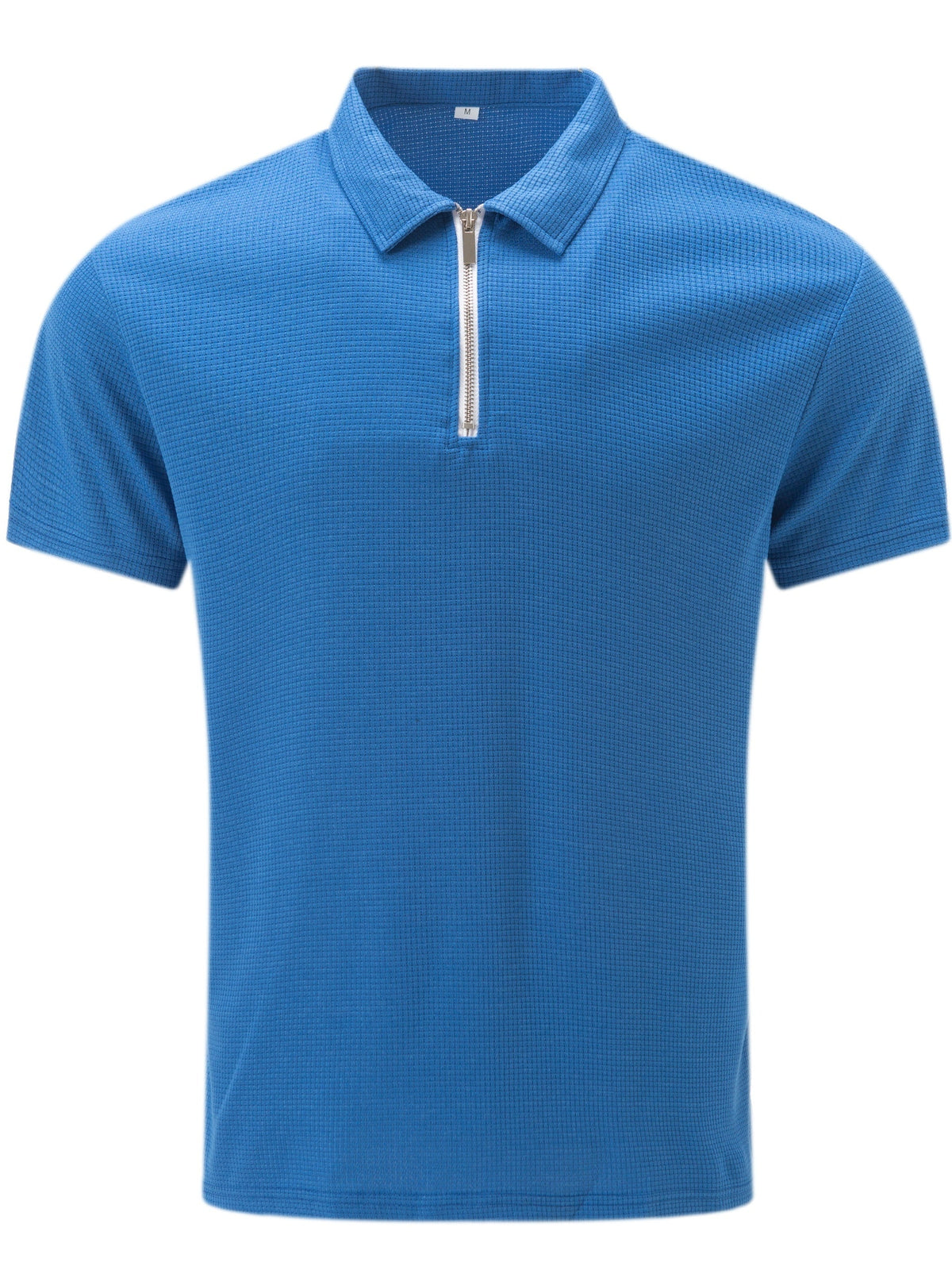 Polo zippé manches courtes maille texturée
