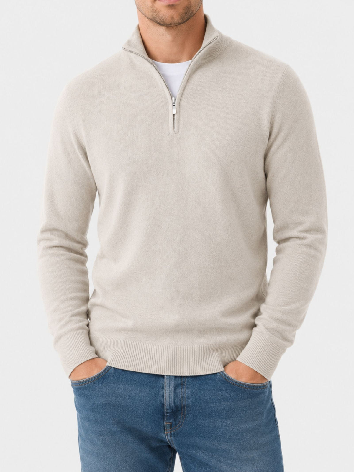 Pull en laine mérinos à col montant zippé douceur raffinée homme – Mérignac