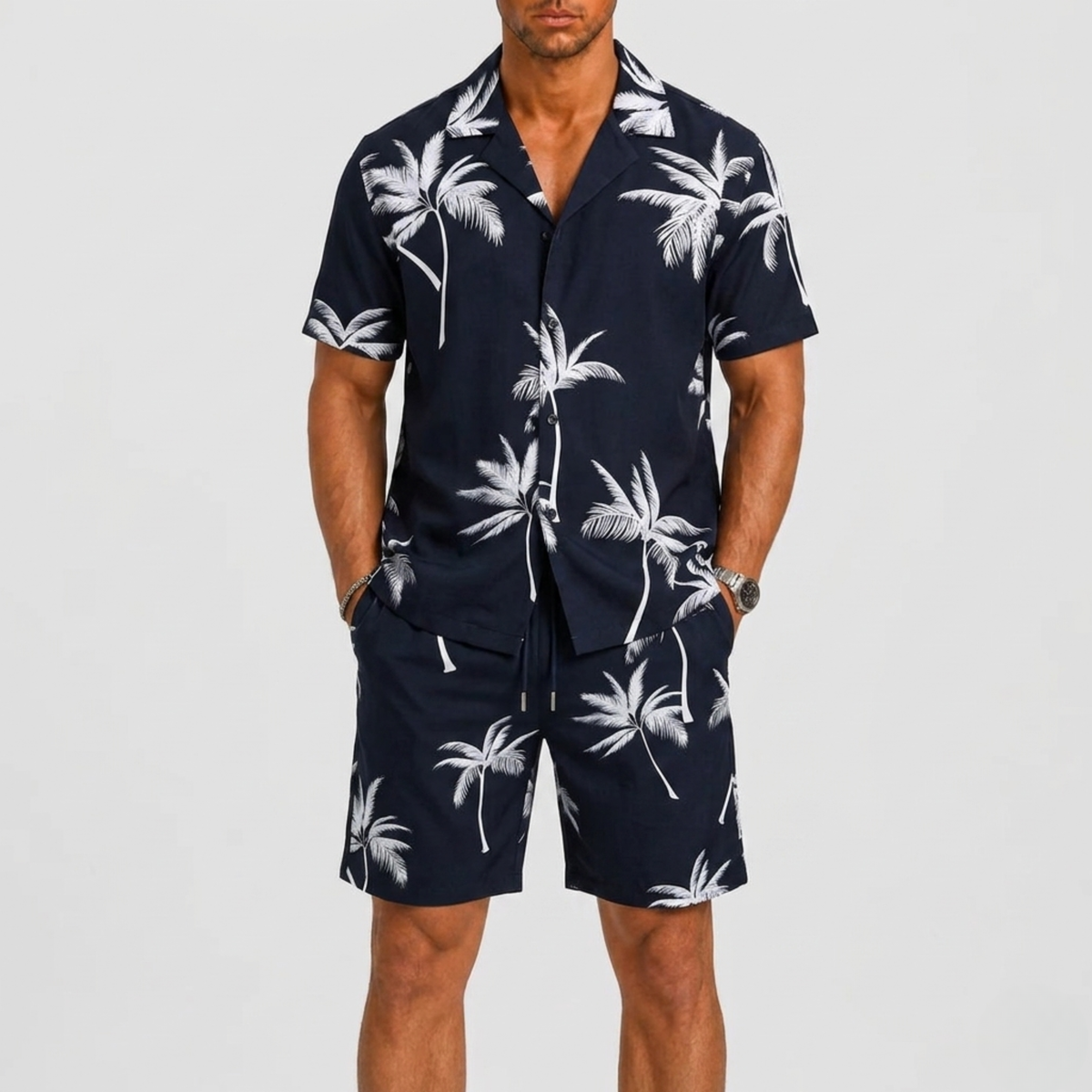 Ensemble chemise et short tropical manches courtes d'été pour vacances homme – Preignac