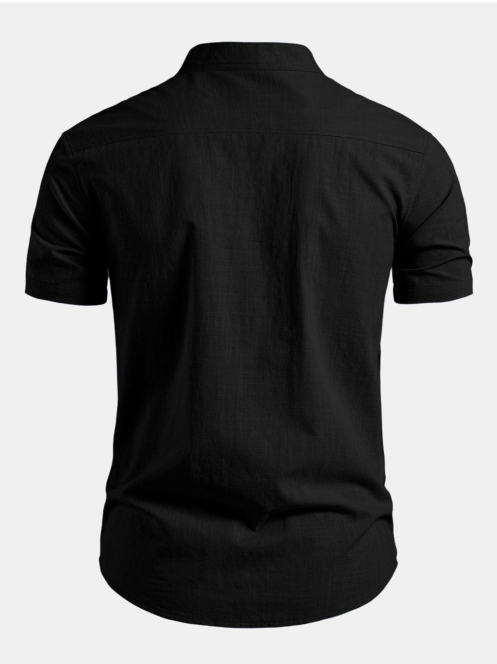 Chemise col montant manches courtes coupe ajustée minimaliste homme – Hoche