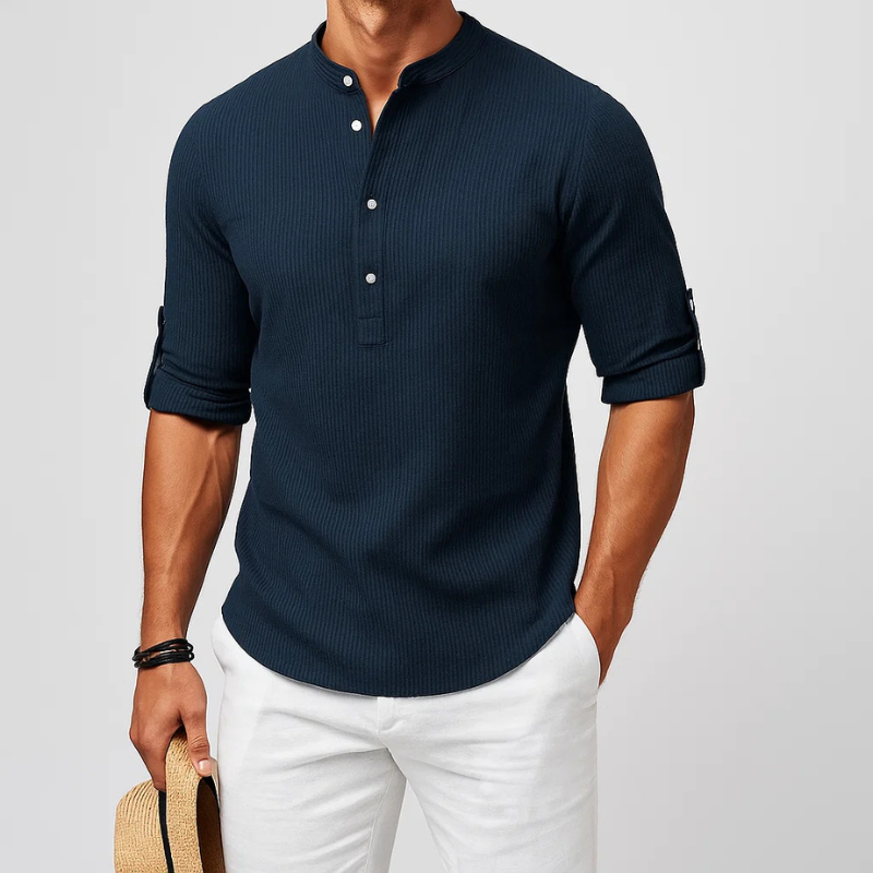 Chemise en tissu texturé ourlet arrondi