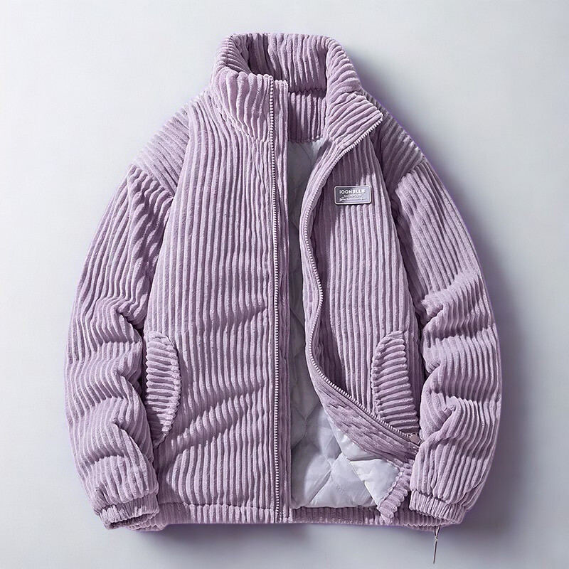 Veste zippée en velours côtelé matelassée