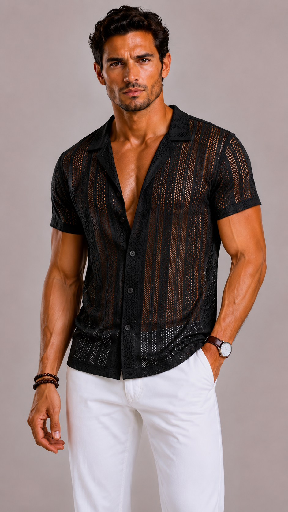 Chemise en maille respirante au chic discret au style intemporel homme – Signes