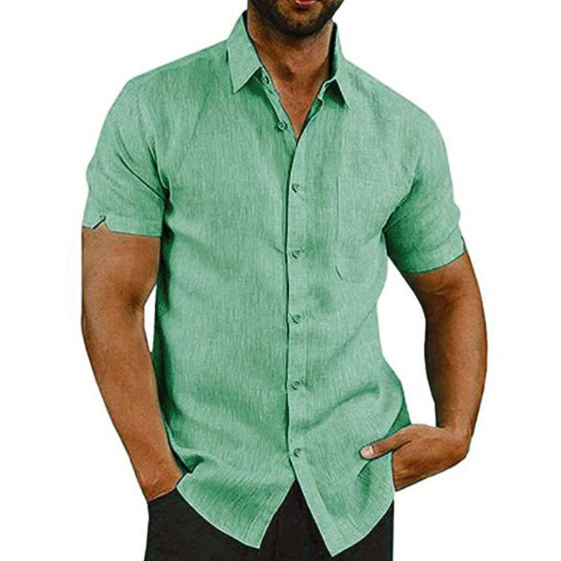 Chemise manches courtes aspect lin