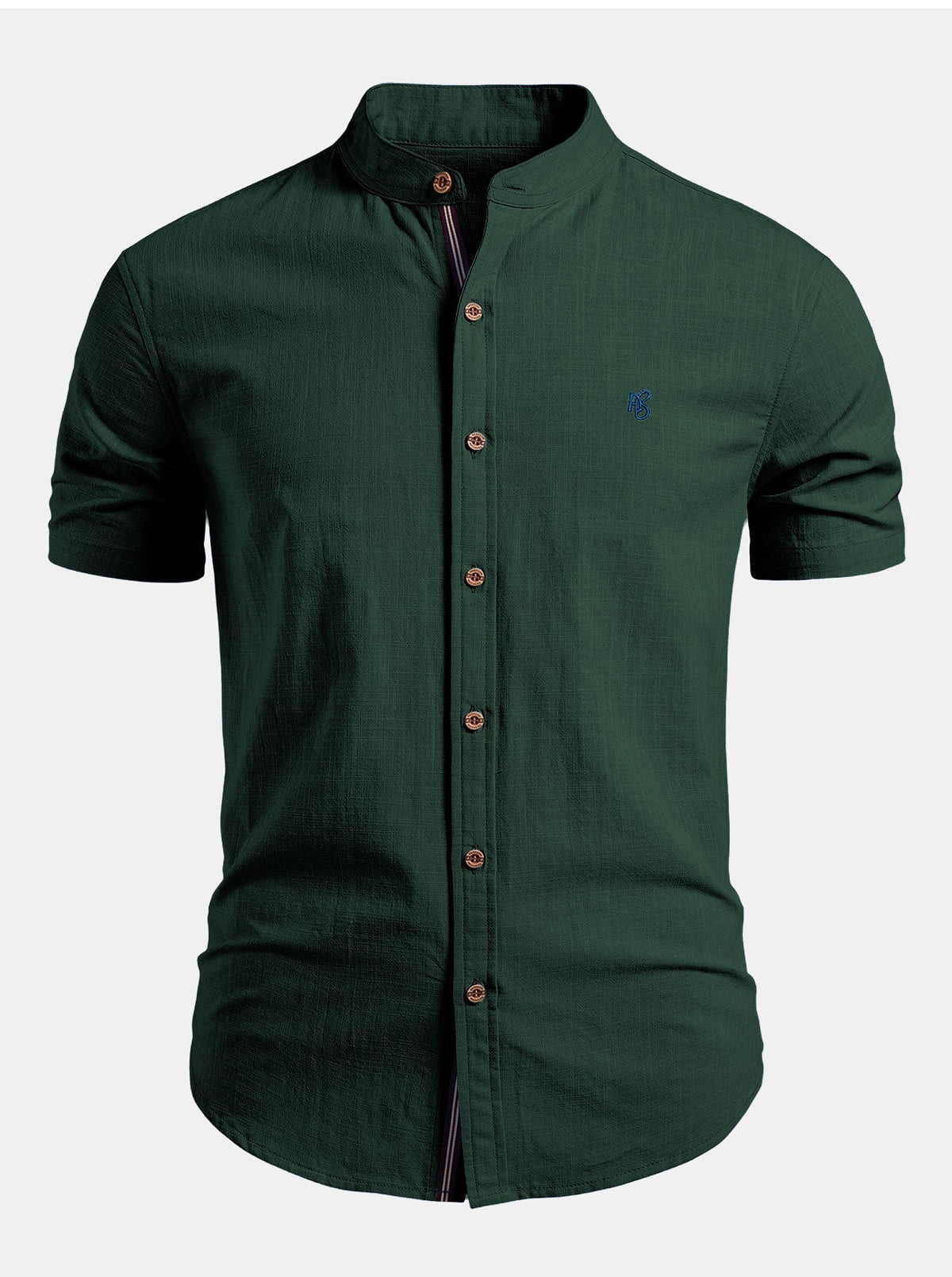 Chemise col montant manches courtes coupe ajustée minimaliste homme – Hoche