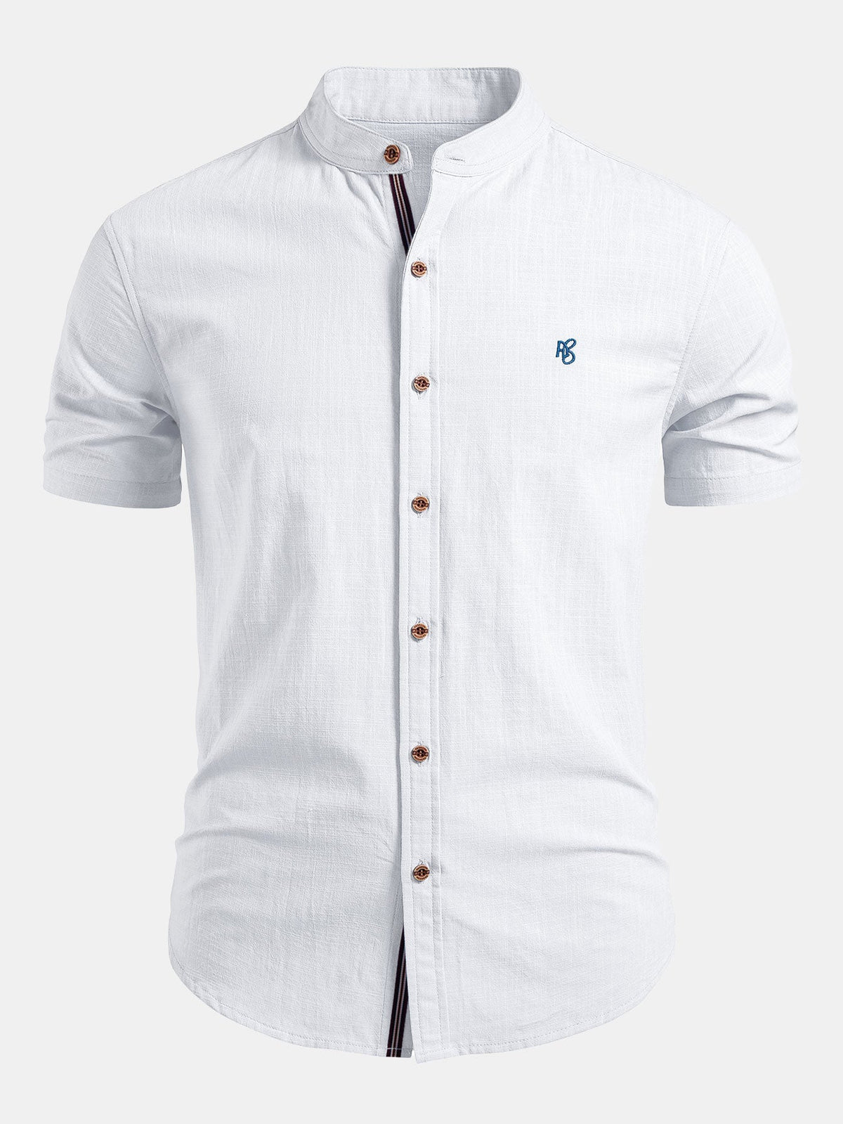 Chemise col montant manches courtes coupe ajustée minimaliste homme – Hoche