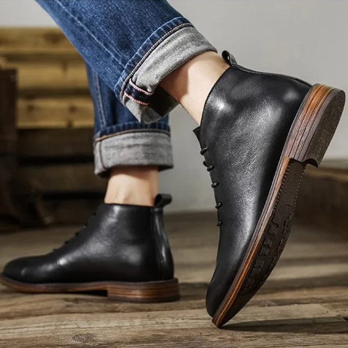 Bottines effet cuir souple à talon