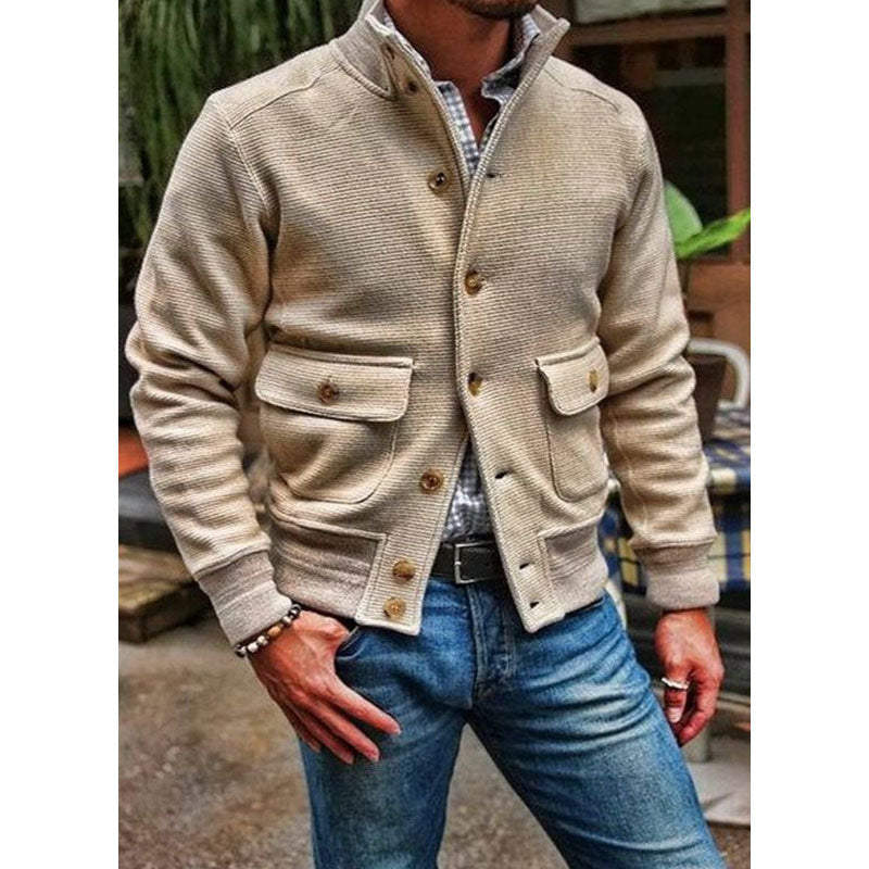 Veste col montant boutonnée à poches rabat