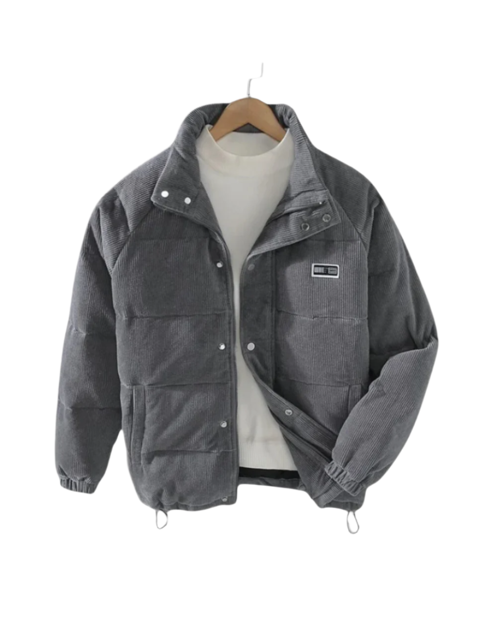 Blouson matelassé aspect velours côtelé noir