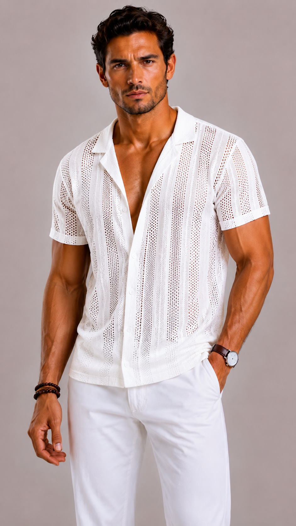 Chemise en maille respirante au chic discret au style intemporel homme – Signes