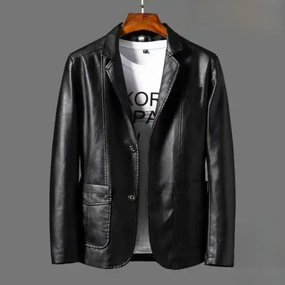 Blazer effet cuir à revers crantés