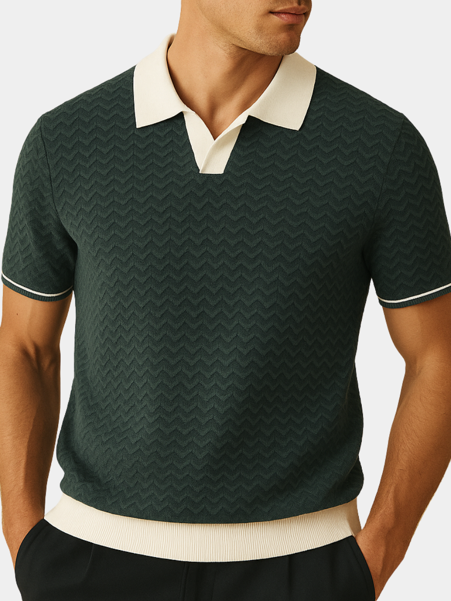 Polo en tissu texturé à ondulations pour le quotidien homme – Nyons