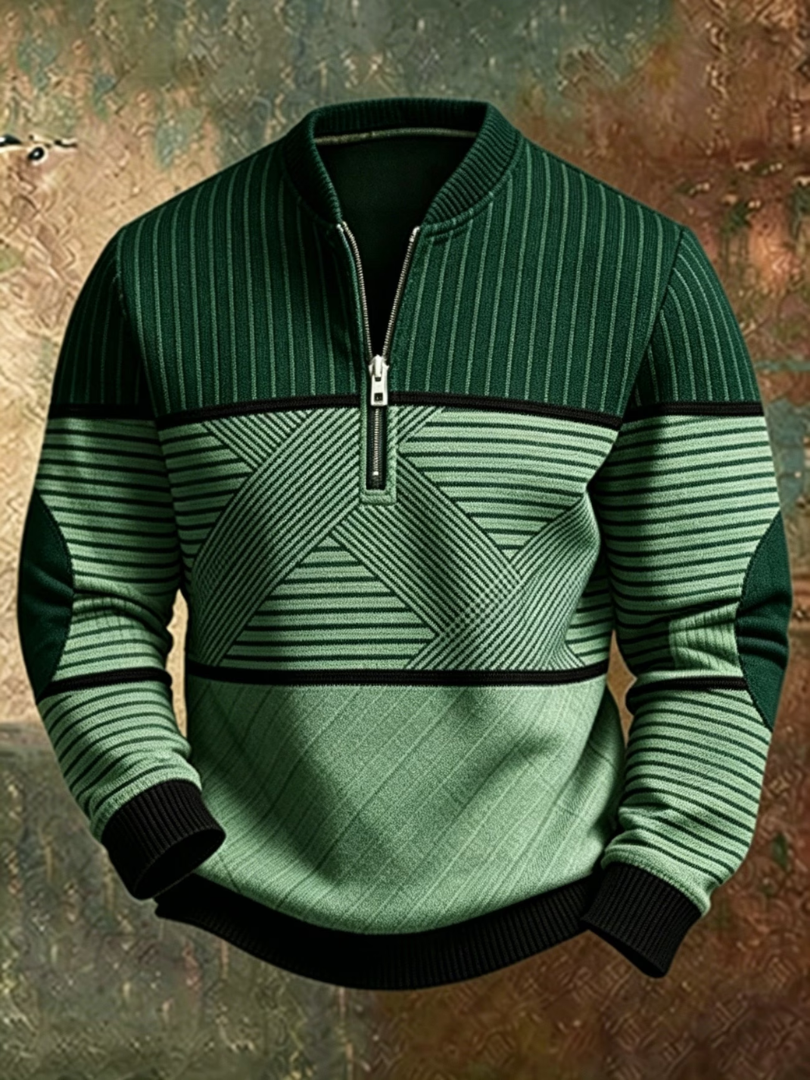 Pull demi-zip à motif géométrique