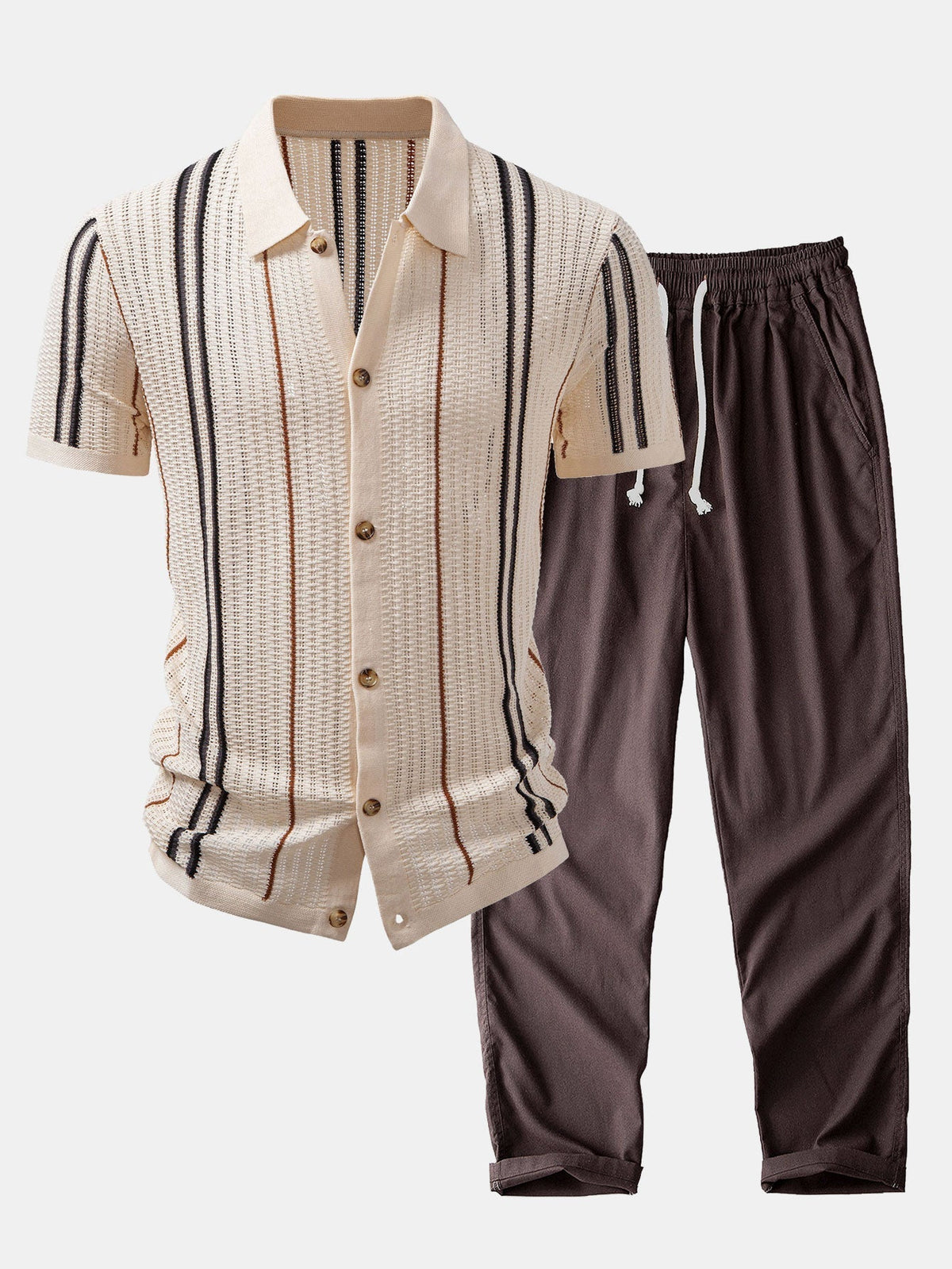 Ensemble chemise rayée et pantalon droit