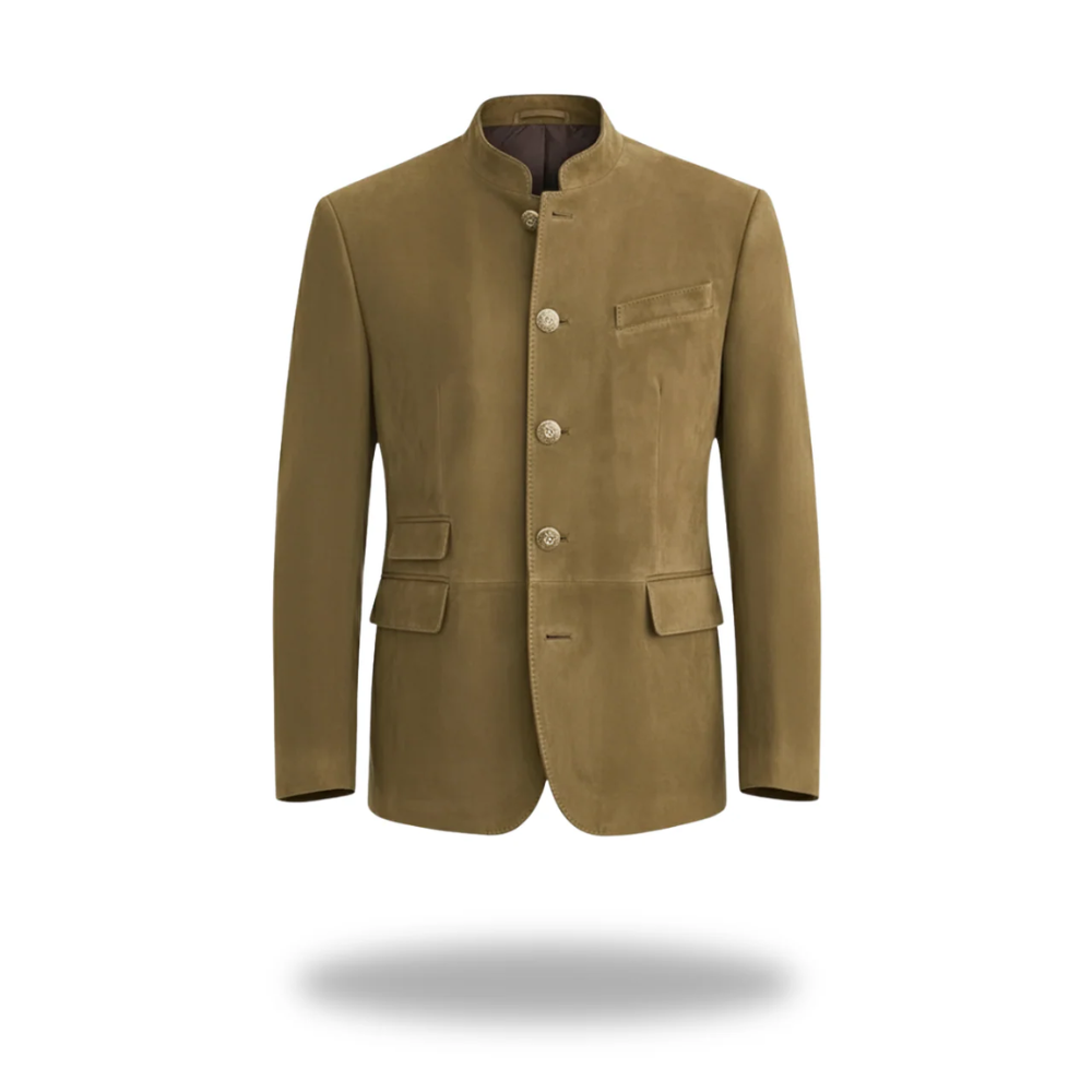 Blazer col officier aspect daim