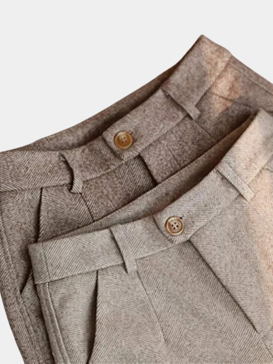 Pantalon élégant en laine coupe sur mesure à pinces homme – Pontivy