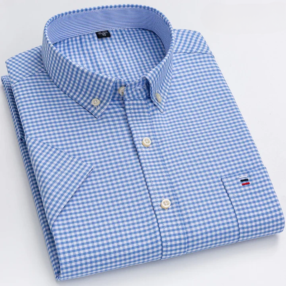 Chemise à carreaux col boutonné