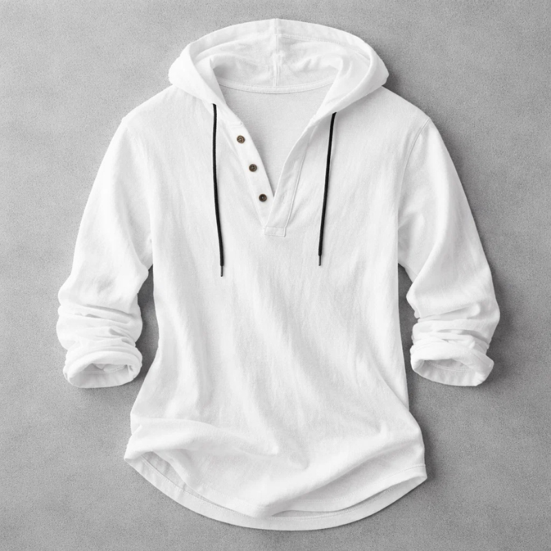 Chemise à capuche aspect lin boutonnée