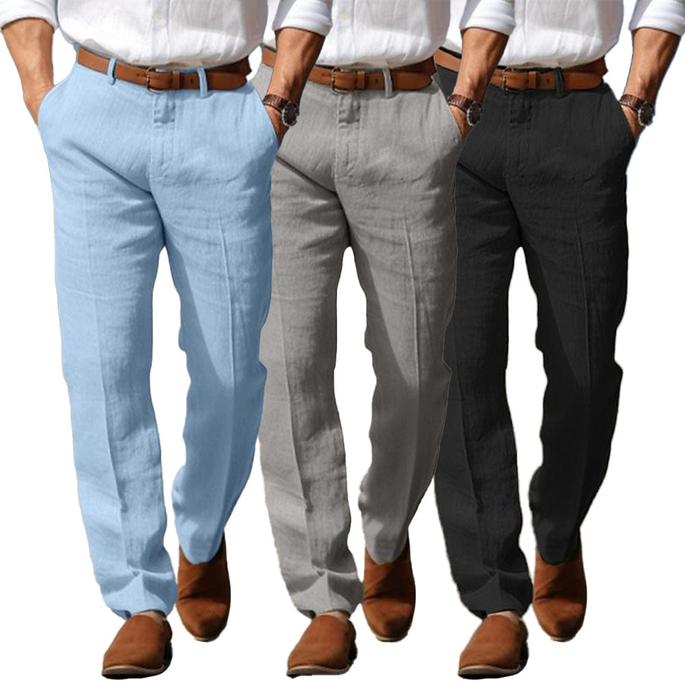 Pantalon en lin premium avec passants de ceinture homme – Lappe