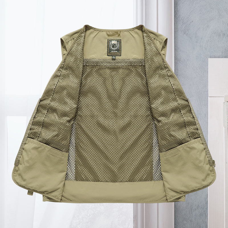 Gilet sans manches multipoches utilitaire léger allure sobre homme – Bué