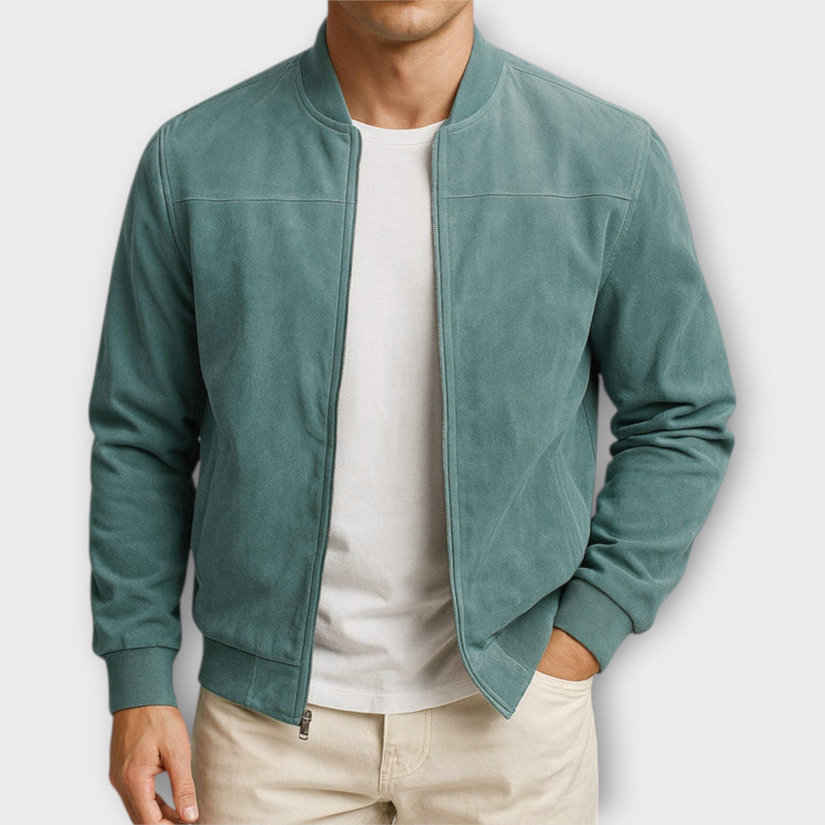 Veste bomber en cuir suédé coupe sportive classique homme – Gaujacq