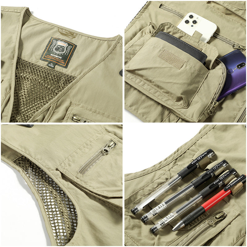 Gilet sans manches multipoches utilitaire léger allure sobre homme – Bué